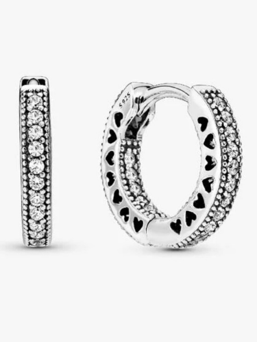 Pandora Pavé Heart Hoop Sterling Silver Earrings